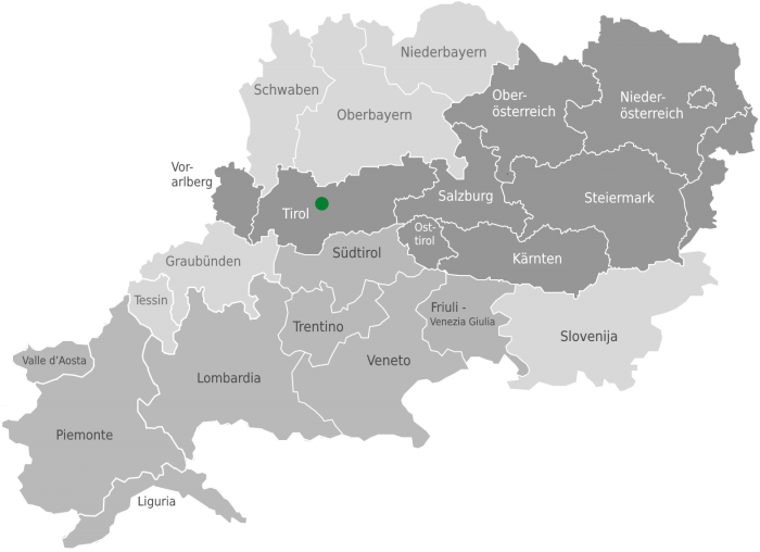 Lage des Bergsteigerdorfs Region Sellraintal